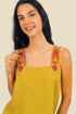 Embroidered short linen top